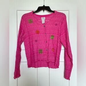 CMC by Color Me Cotton Pink Button Down Rutched Lightweight Blouse Size Small